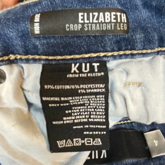 Kut From The Kloth Jeans Womens 4 Blue Elizabeth Crop Straight Mid Rise Denim 28 - Picture 10 of 15